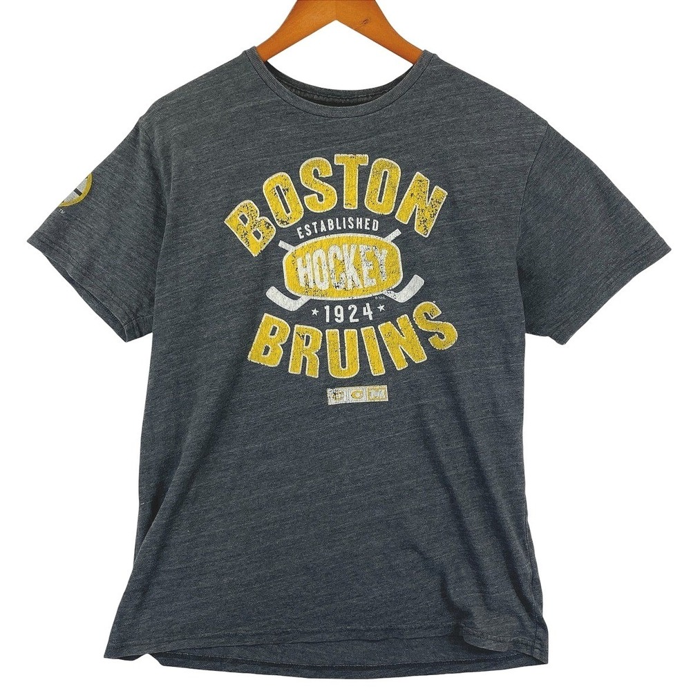 NHL Boston Bruins T Shirt Women's Large Gray Hockey Graphic Logo Fan Tee Vintage